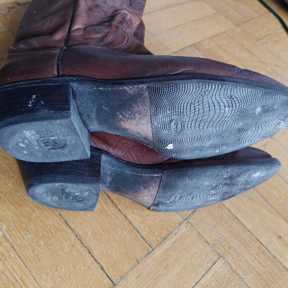 Vintage Brown Dan Post Leather Cowboy Boots size 10D - Picture 5 of 8